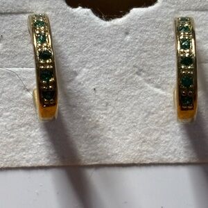 Elegant Gold and Green Hoop Earrings